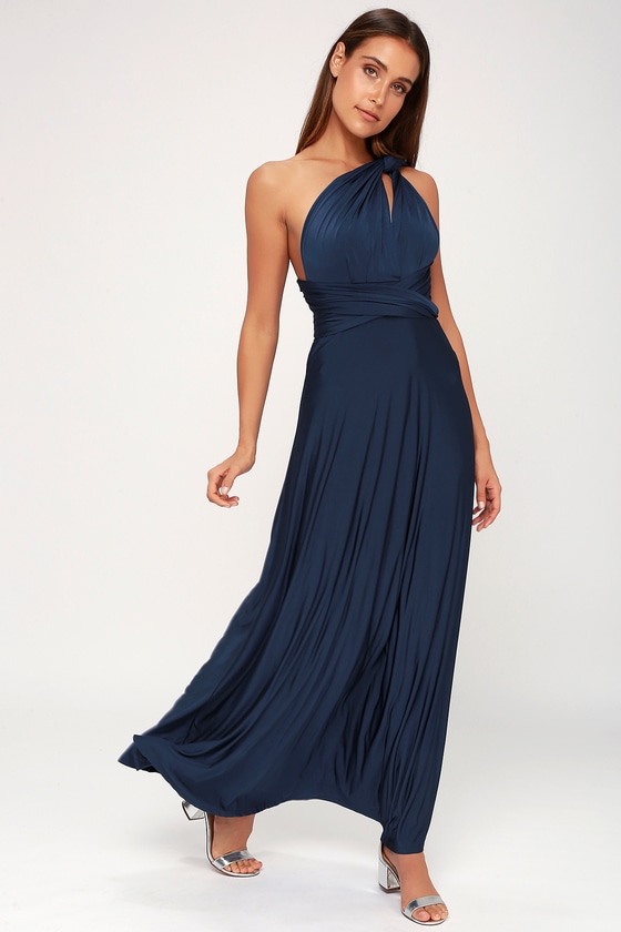 infinity dress styles navy blue