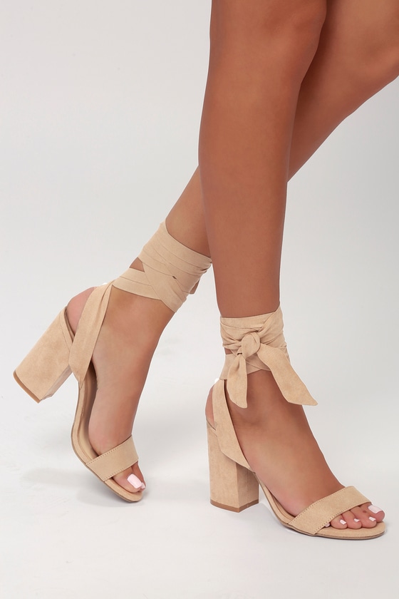 tan suede lace up heels