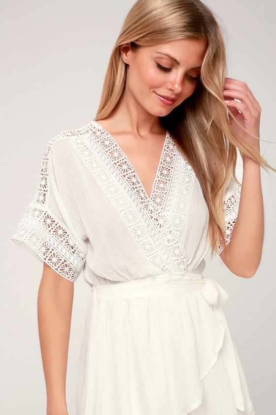 Chic White Swim CoverUp Lace Swim CoverUp Romper Lulus