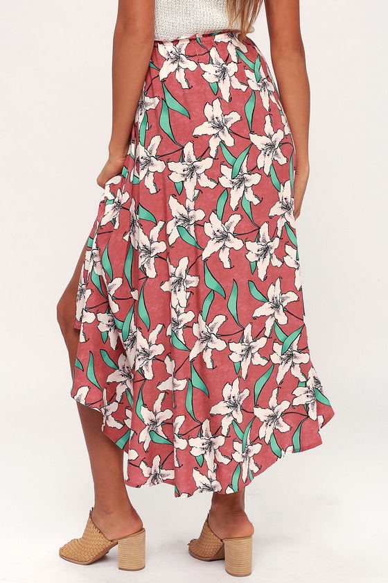 O'Neill Kalani Skirt - Pink Floral Print Skirt - Midi Skirt - Lulus