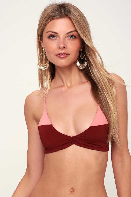 Cute Bikini Top Colorblock Bikini Top LaceUp Bikini Top Lulus