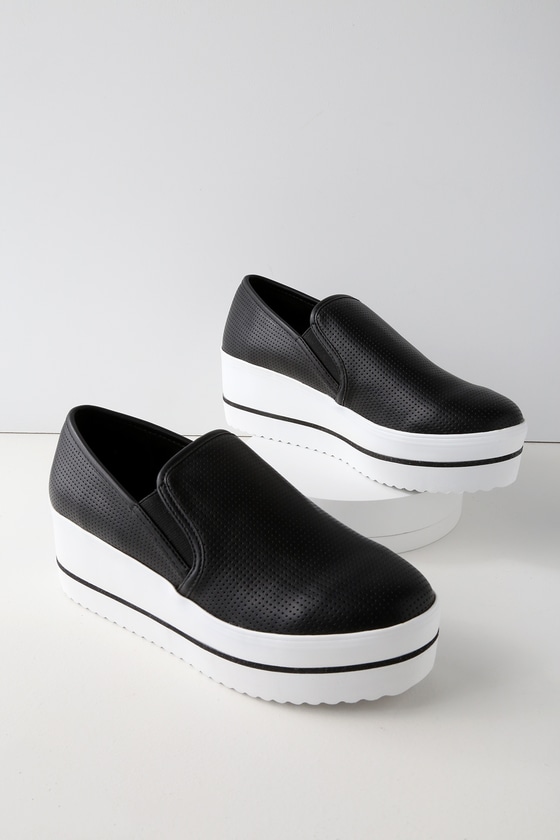 black slip on platform sneakers