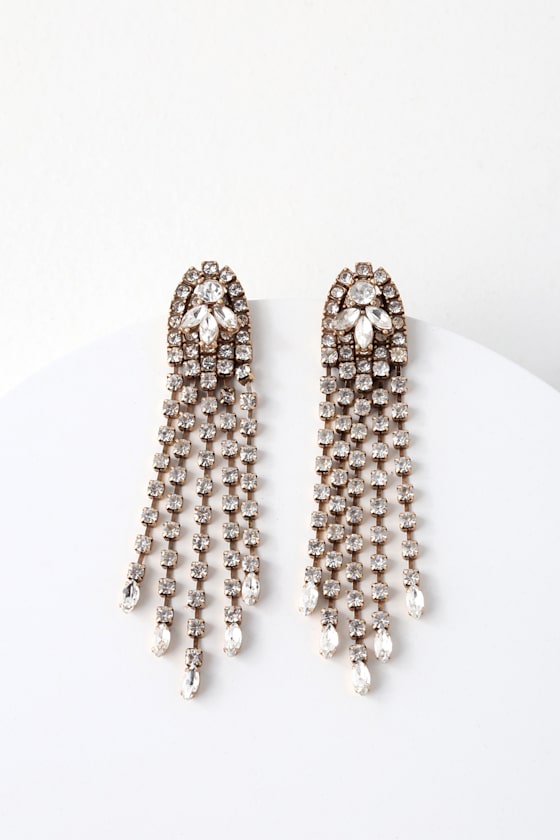 Total Opulence Gold Rhinestone Earrings 1