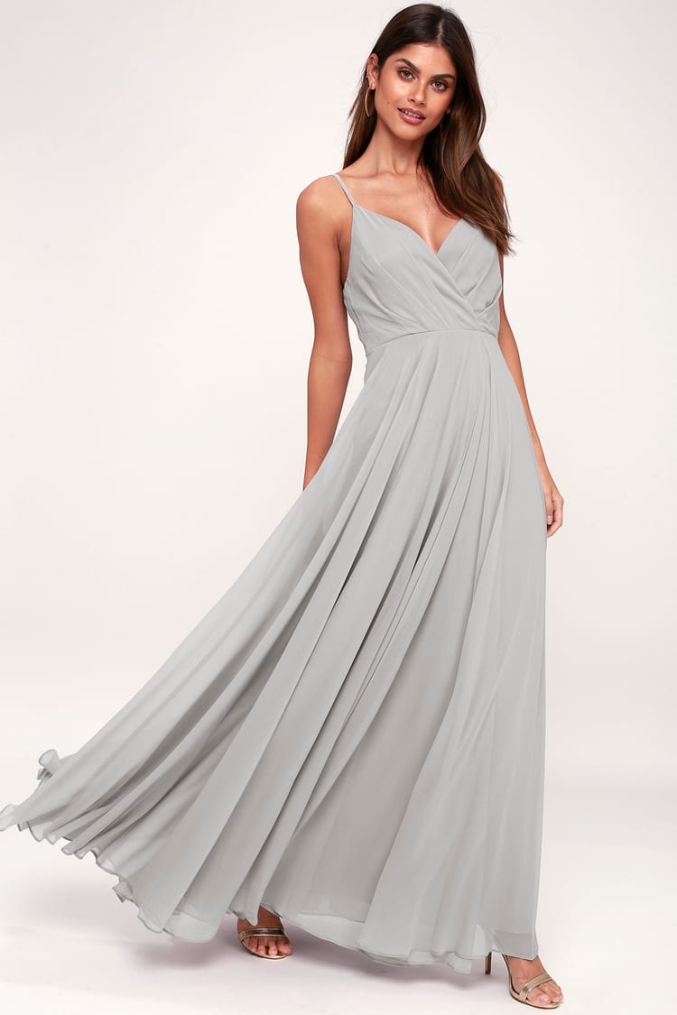light grey bridesmaid dresses long