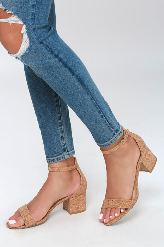 Harper Cork Ankle Strap Heels 5