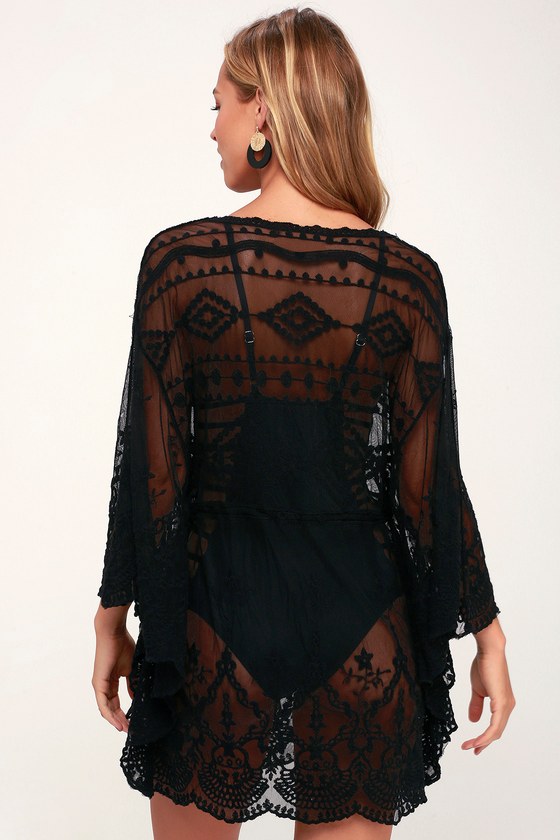 black swim cover up pants