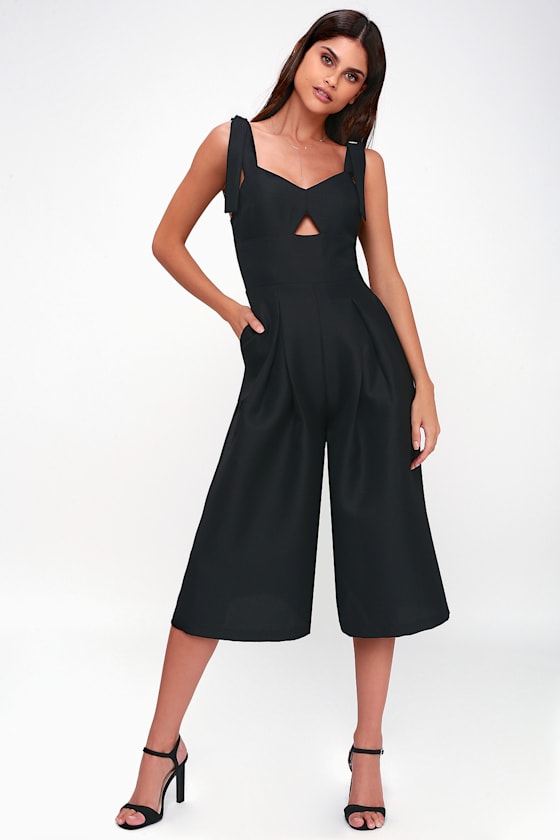 Alton Black Wide-Leg Culotte Jumpsuit 1