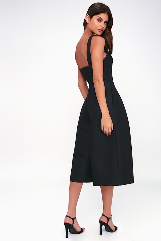 Alton Black Wide-Leg Culotte Jumpsuit 2