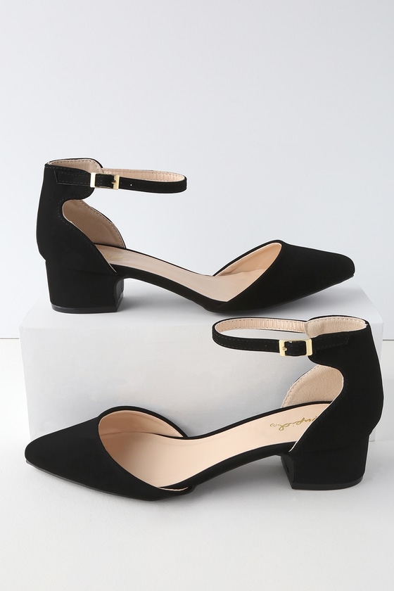 low heel black heels