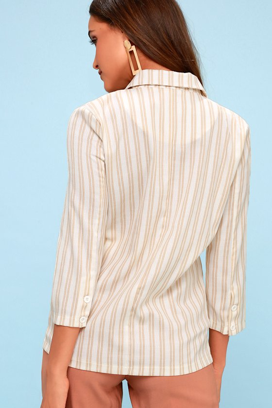 beige striped blazer