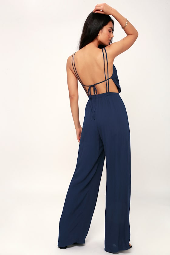 Wandering Spirit Navy Blue Backless Jumpsuit 4