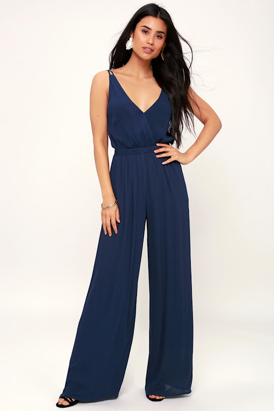 Wandering Spirit Navy Blue Backless Jumpsuit 2