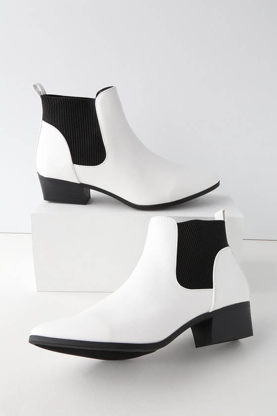white pointed toe heel boots