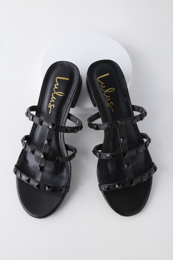 Cute Studded Sandals - Black Sandals 