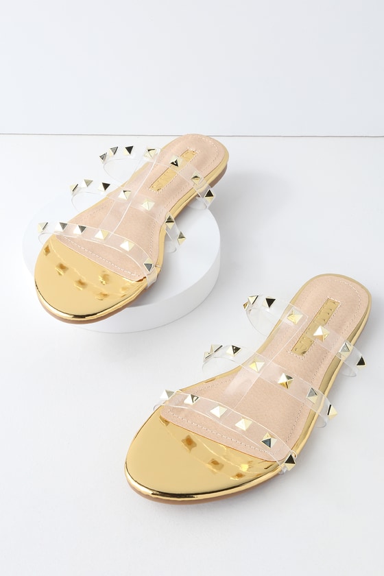 gold studded sandals