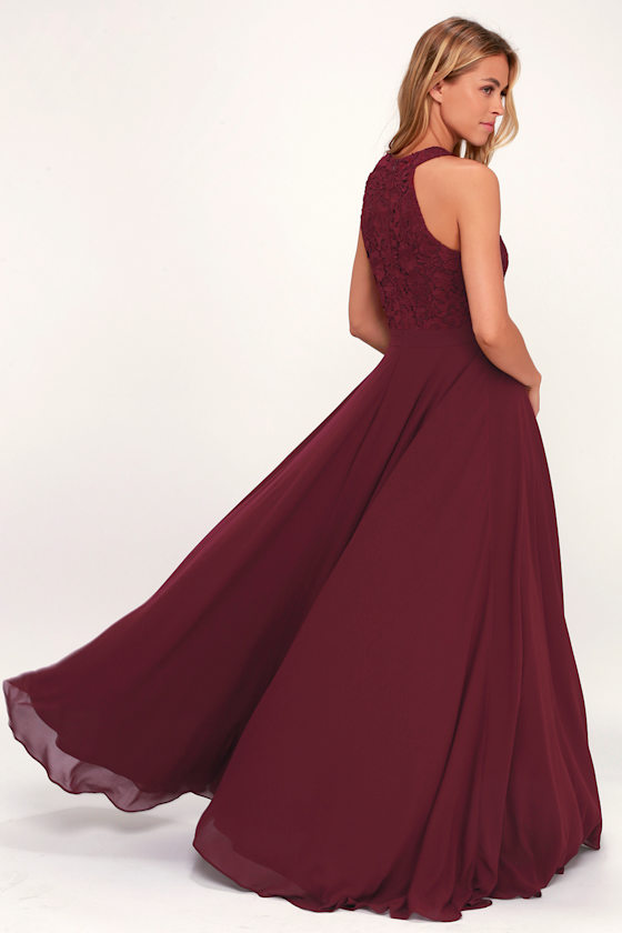 Picture Perfect Burgundy Lace Maxi Dress 2