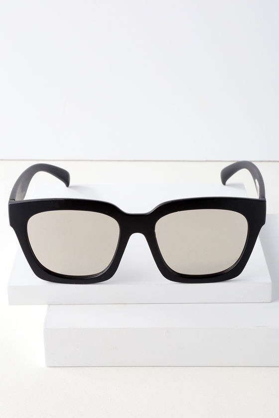 Trendy Black Sunglasses - Silver Mirrored Sunglasses - Lulus