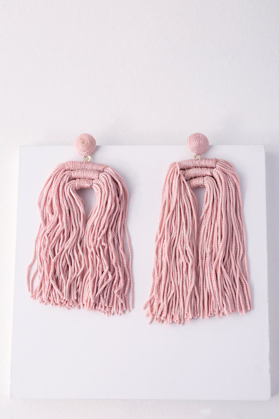 Chic Blush Pink Earrings Tassel Earrings Rope Earrings Lulus