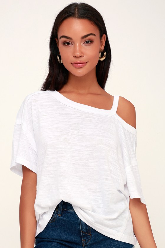 Free People Alex Tee - White Cutout Tee - Oversized Tee - Lulus