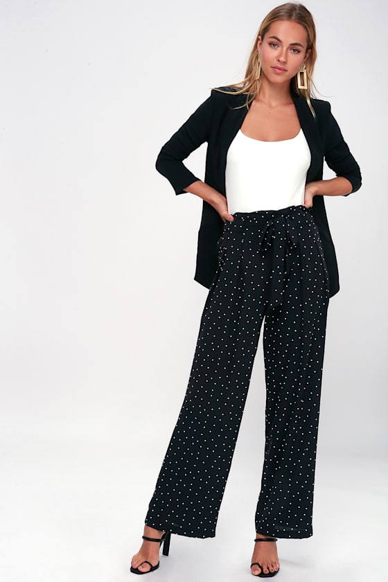 Cute Black and White Polka Dot Pants Polka Dot WideLeg Pants Lulus