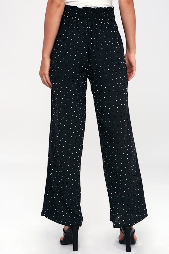 Ready, Set, Pose Black and White Polka Dot Wide-Leg Pants 5