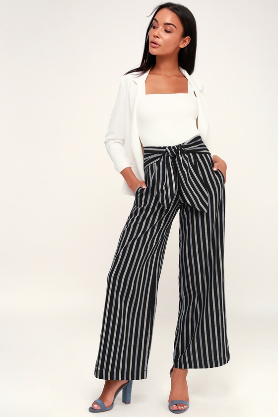 striped pants with tie waist