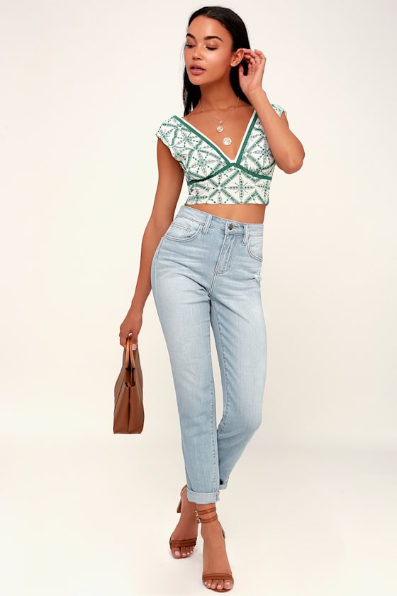 Danbury Light Wash Distressed Denim Girlfriend Jeans 1