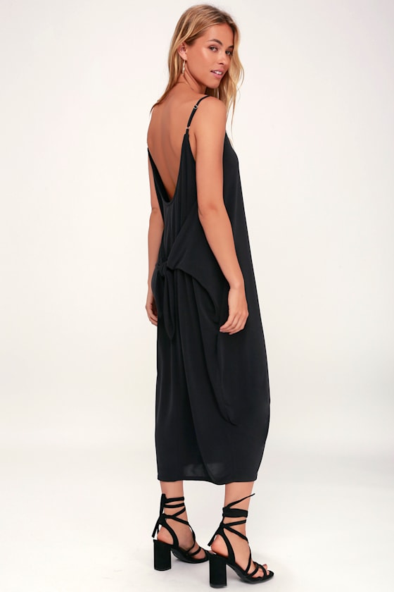 Johan Washed Black Tying Midi Dress 5