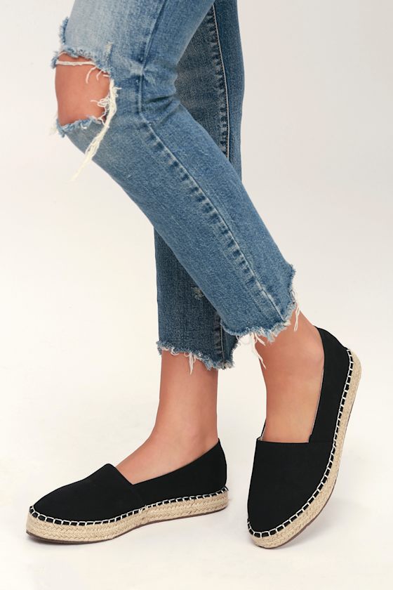 Phyne Black Slip-On Espadrille Flats 1