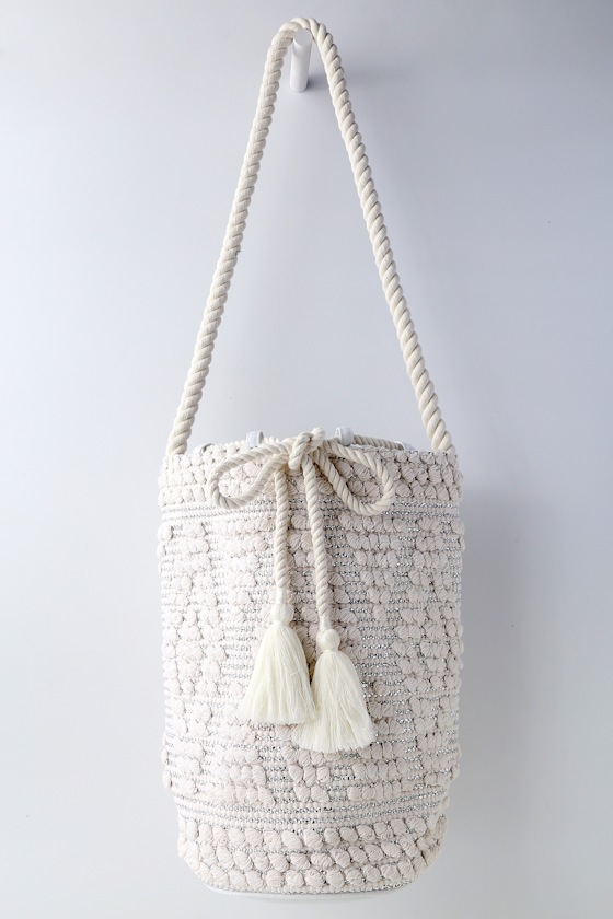 Perth Ivory Woven Bucket Bag 1