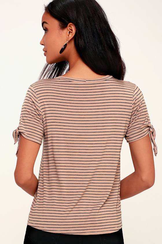 New Latitude Black and Tan Striped Tee 5