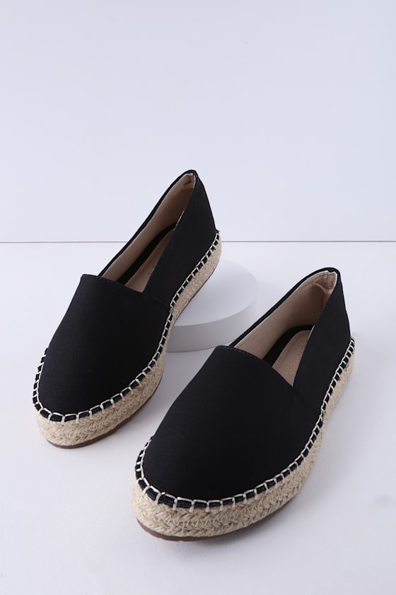 Phyne Black Slip-On Espadrille Flats 2