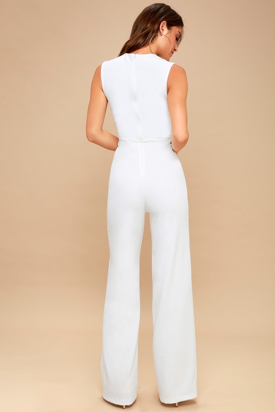 Chic White Jumpsuit - Sleeveless Jumpsuit - Wide Leg Jumpsuit