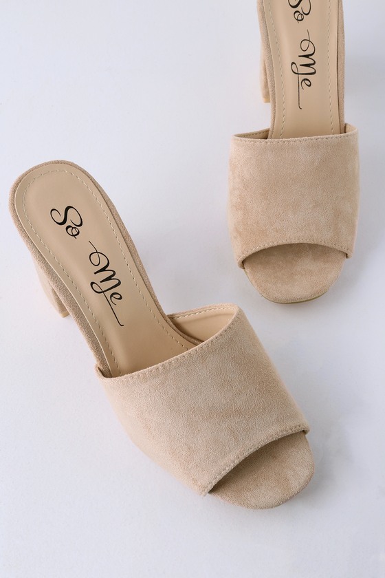 suede nude mules