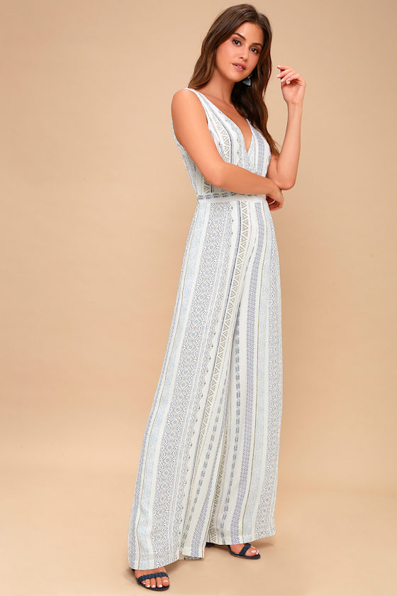 Montauk Yacht Club Blue and White Print Jumpsuit 1