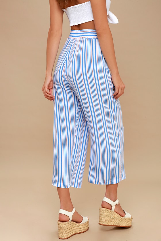 Tapas Red, White, and Blue Striped Wide-Leg Pants 4