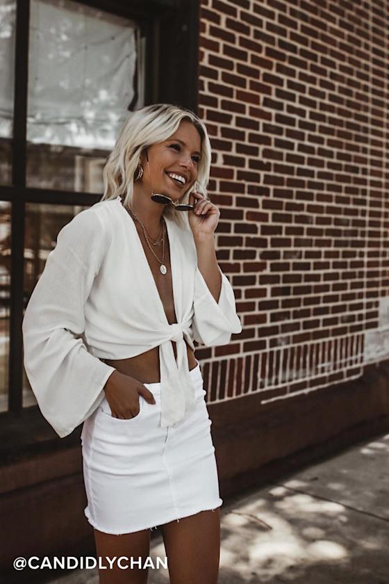 Pop and Lock White Denim Mini Skirt 6