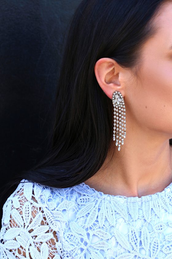 Total Opulence Gold Rhinestone Earrings 1