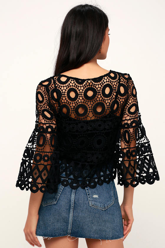 Nearness of You Black Crochet Crop Top 3