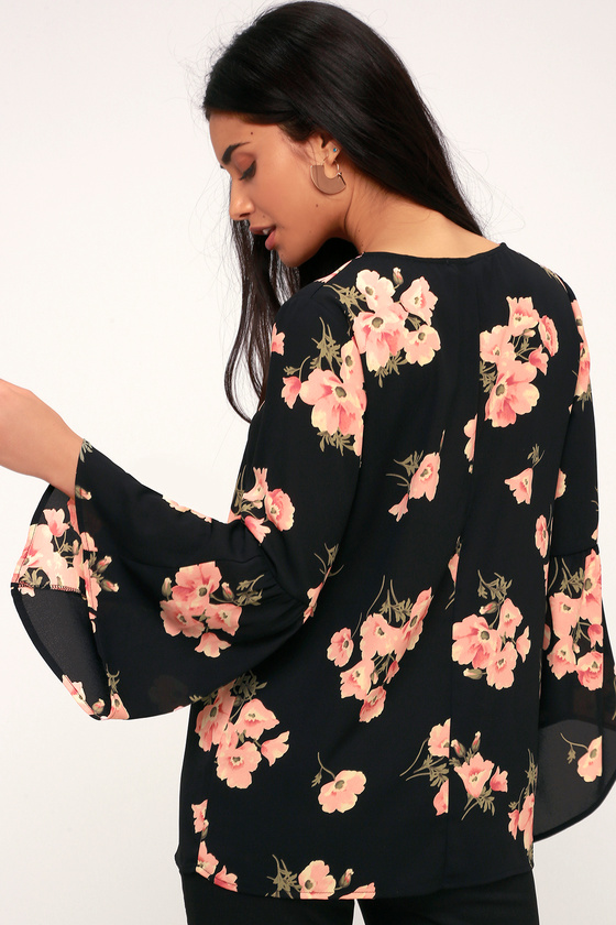 black flounce sleeve top