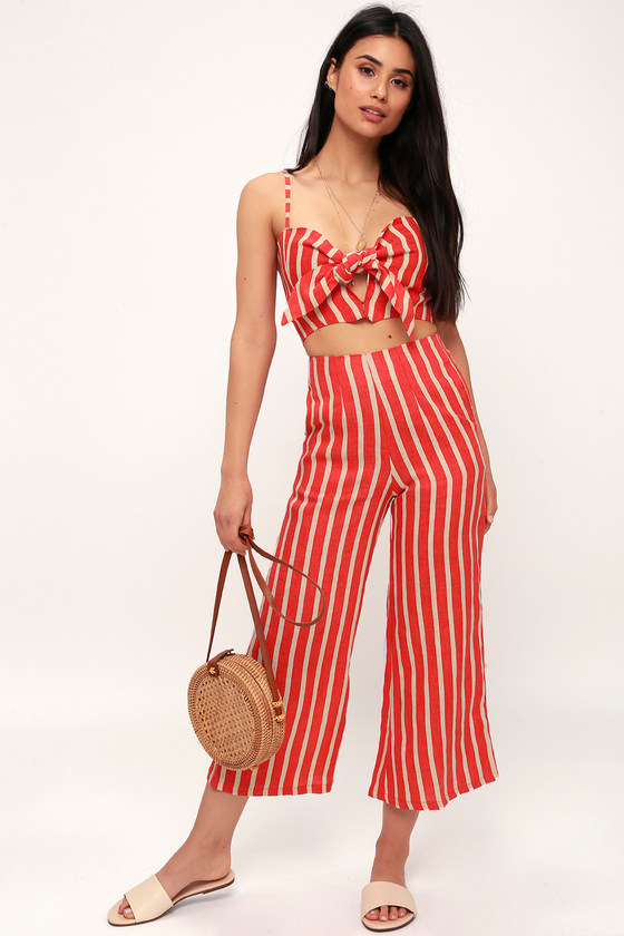 striped culotte pants