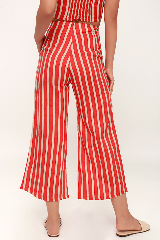 Tomas Coral Orange Striped Culotte Pants 2