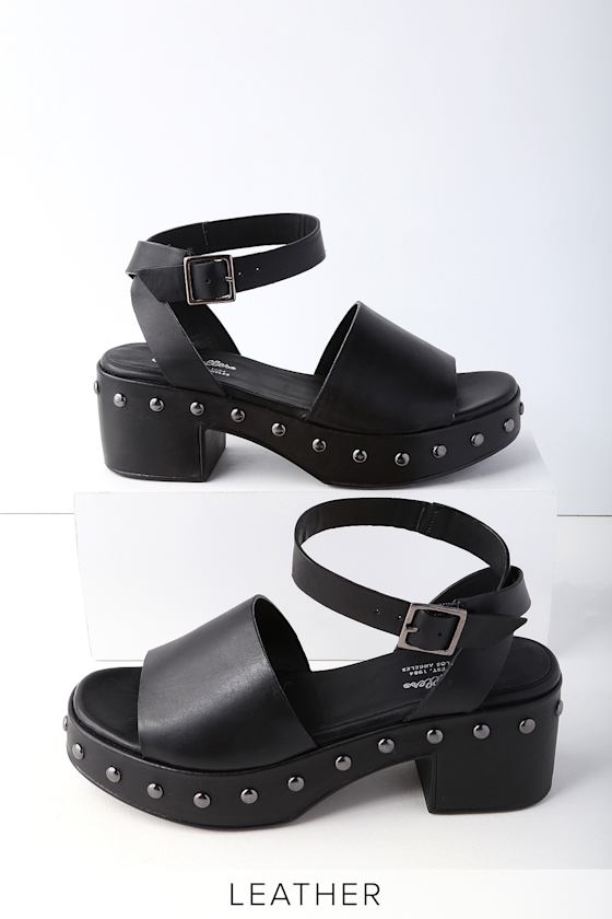 Spare Moments Black Leather Platform Sandals 3
