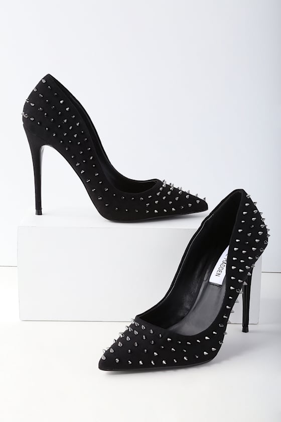 Daisie-S Black Suede Studded Pumps 2