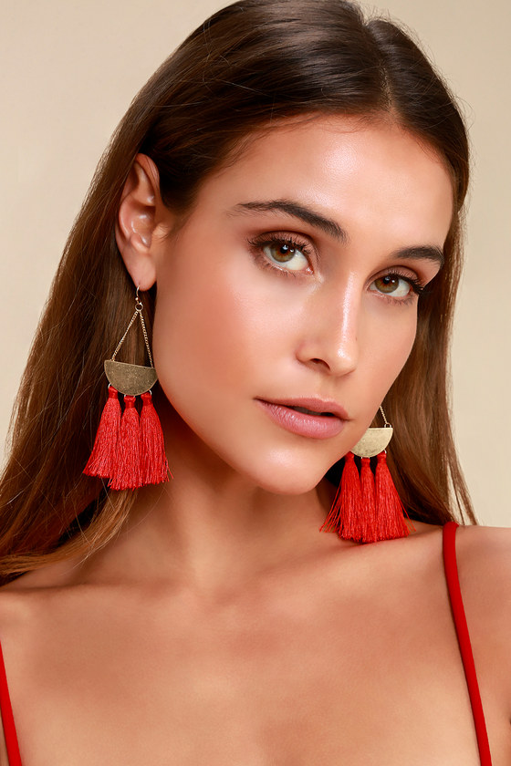 Lulus Arriba Red Tassel Earrings