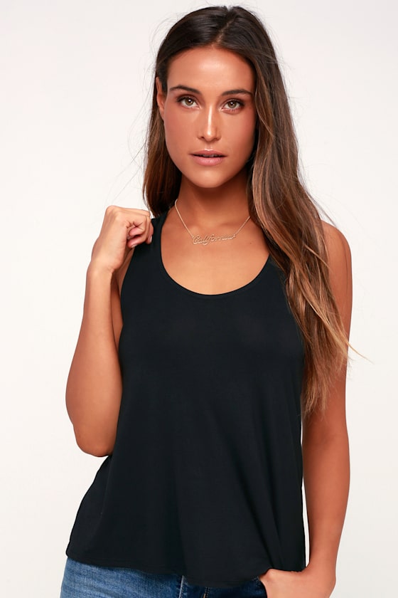 Breezy Babe Black Lace-Up Tank Top 3