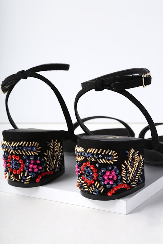 beaded block heels