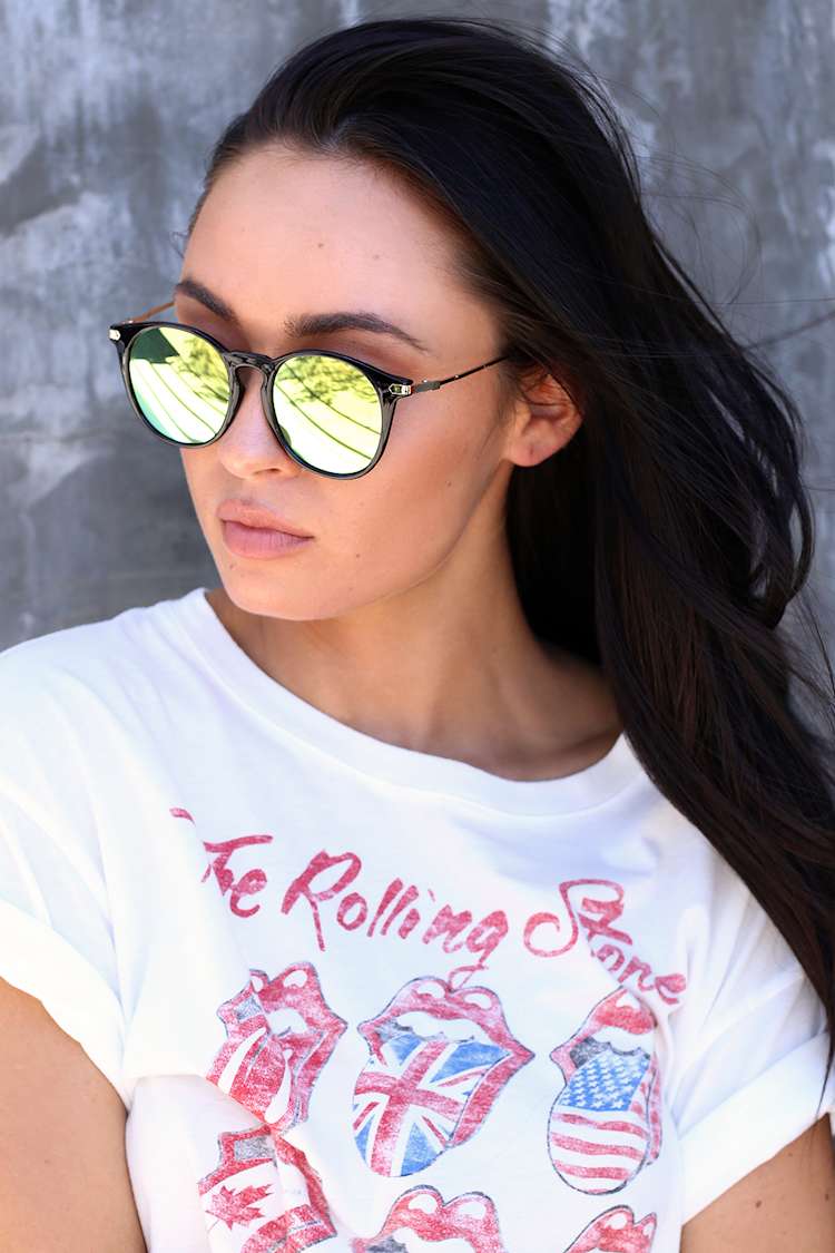 Light it Up Black and Gold Mirrored Sunglasses