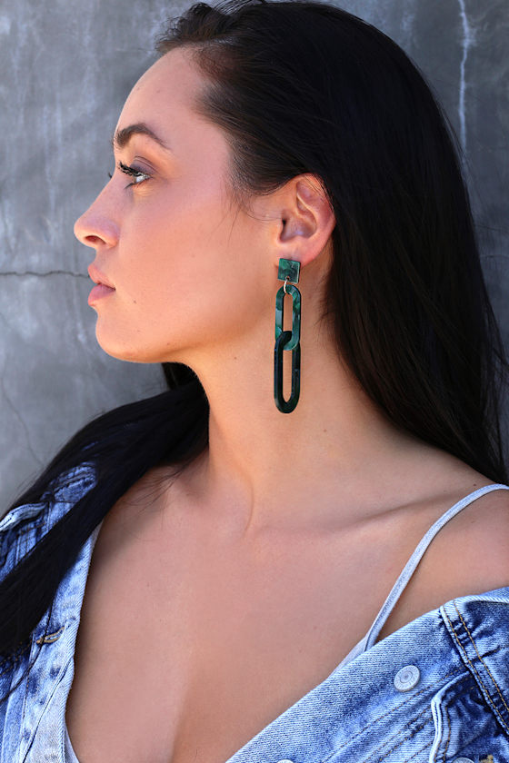 Janah Dark Green Acetate Earrings 4