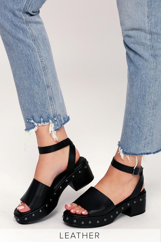Spare Moments Black Leather Platform Sandals 2